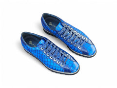 Crocodile-Embossed Leather Sneaker Carrucci