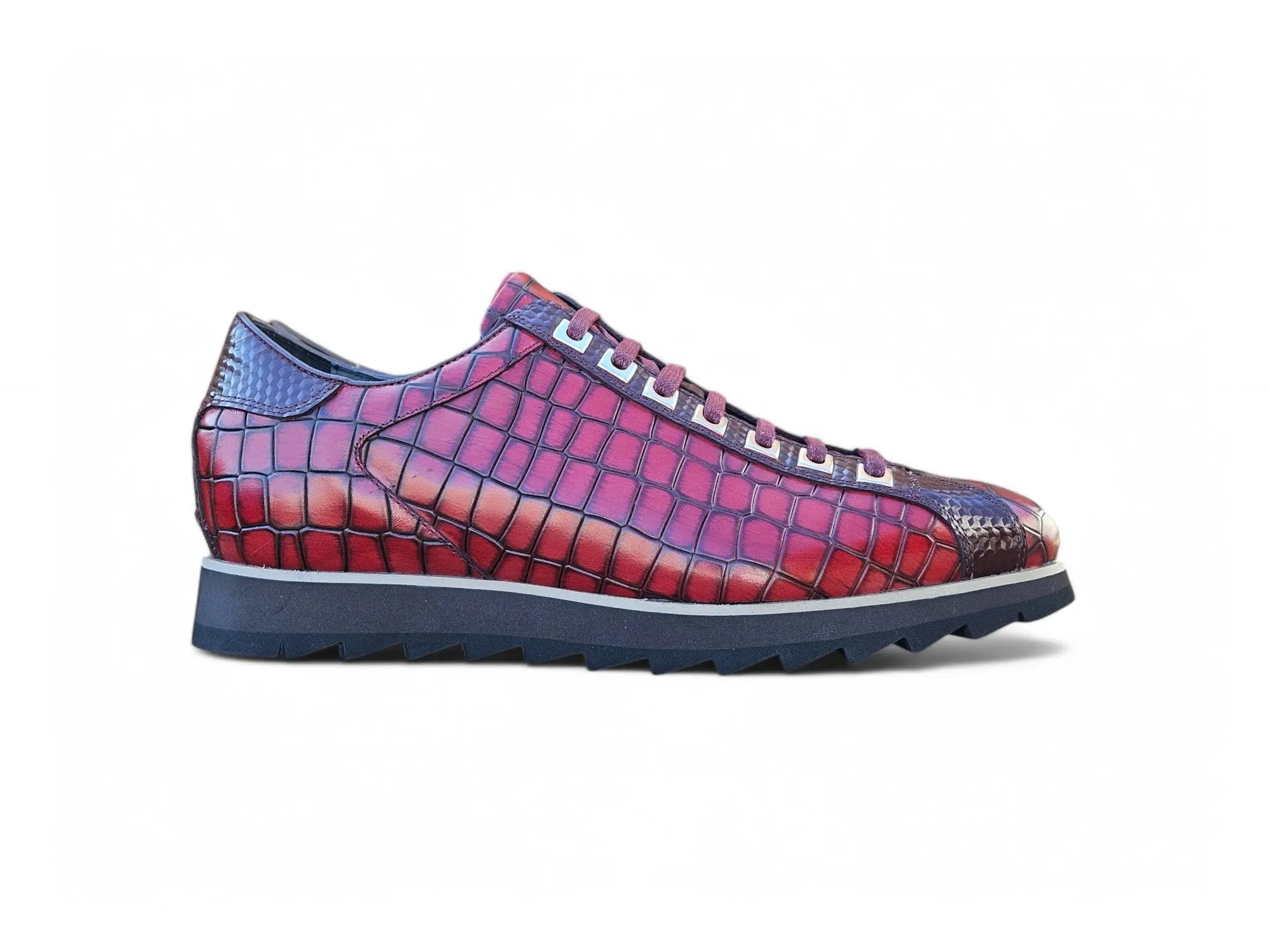 Crocodile Embossed Leather Sneaker