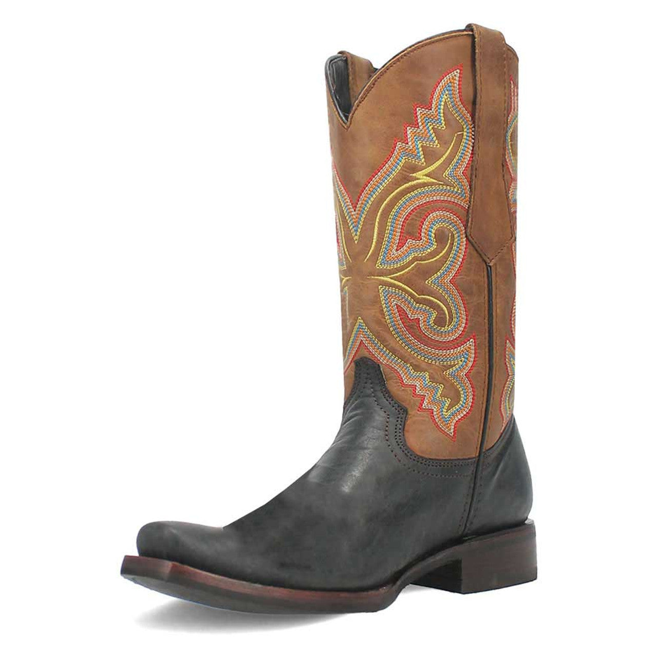 Dingo Black and Tan Snoot Toe Leather Western Boots