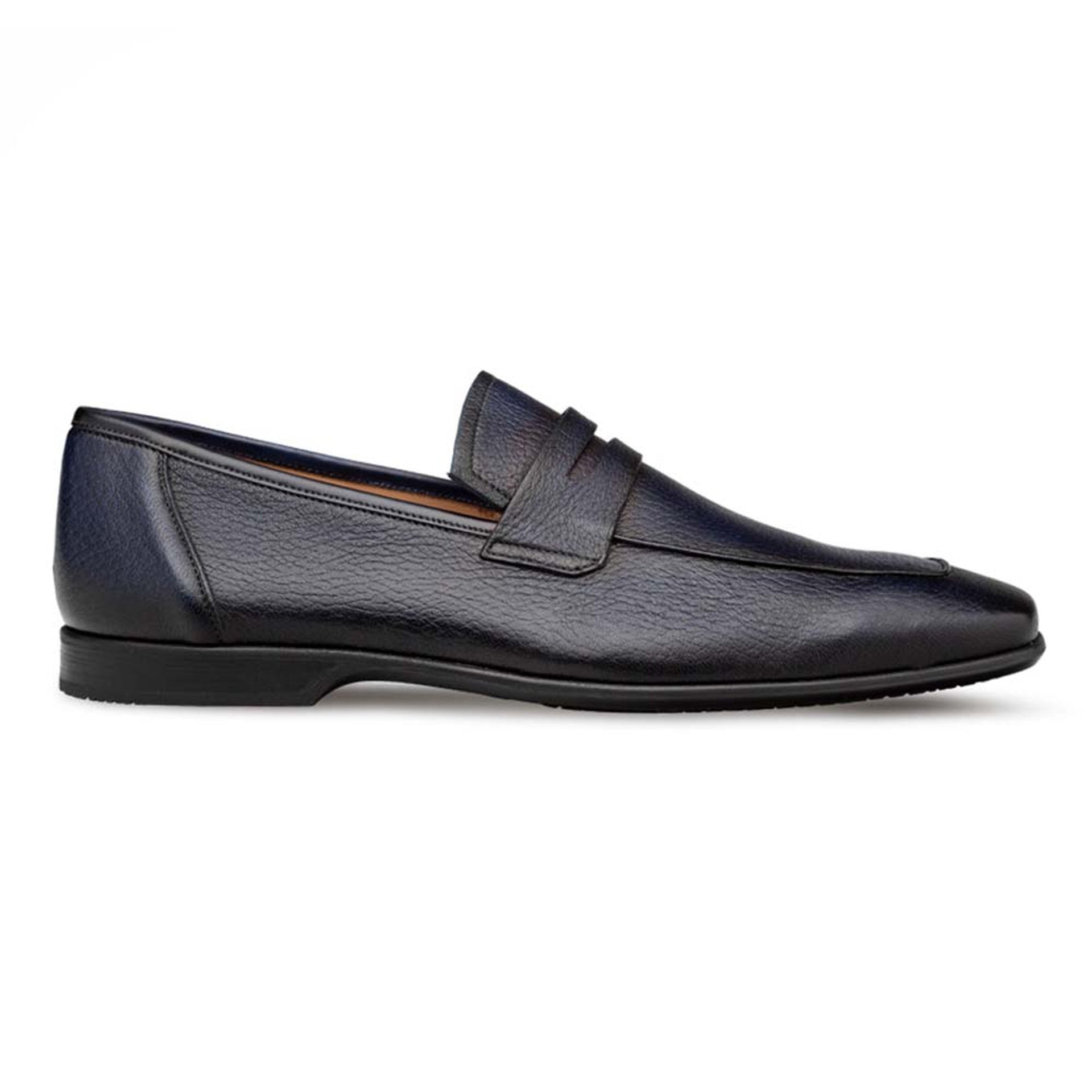 Men's Deerskin Blue Penny Loafer By Mezlan Made In Spain Brand