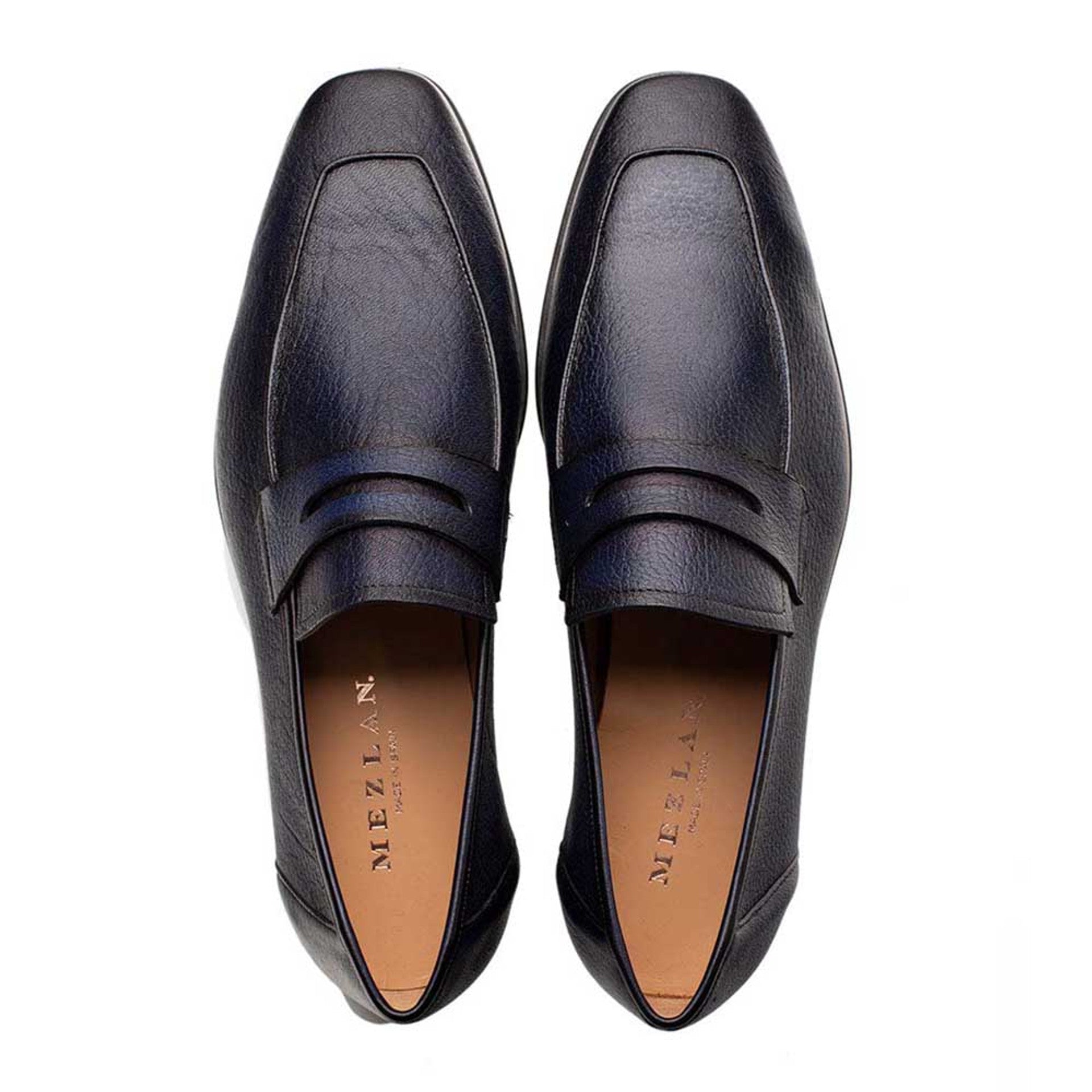 Men's Deerskin Blue Penny Loafer By Mezlan Made In Spain Brand
