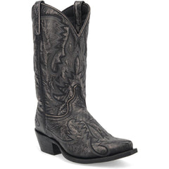 Laredo Garrett Black Distress Leather Snip Toe Boots for Men