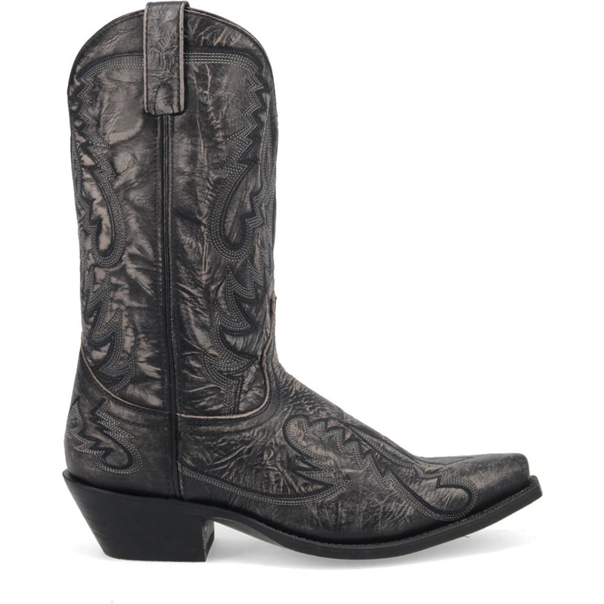 Laredo Garrett Black Distress Leather Snip Toe Boots for Men