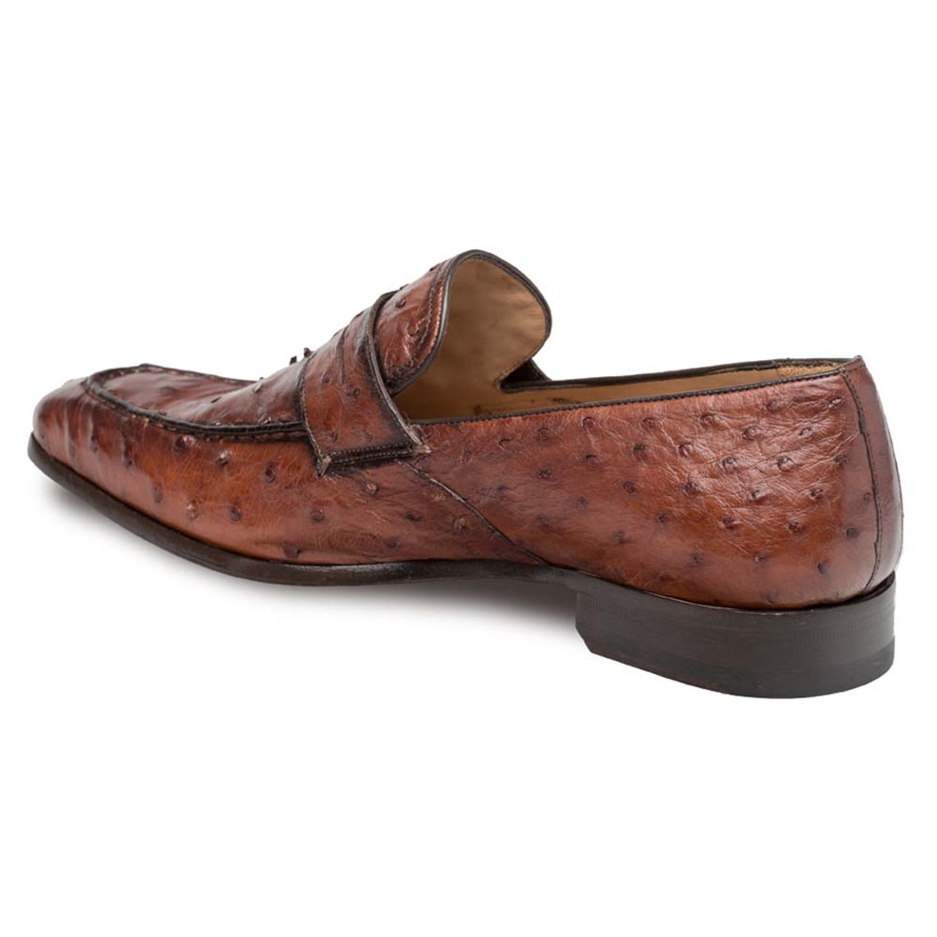 Lisbon Brandy Genuine Ostrich Men’s Classic Slip On  By Mezlan Made in Spain Brand