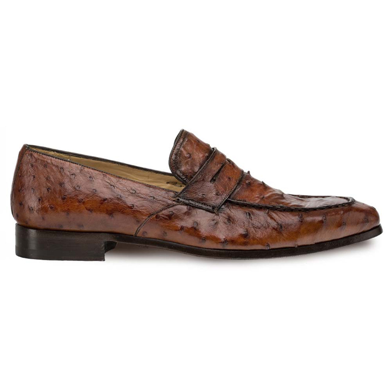 Lisbon Brandy Genuine Ostrich Men’s Classic Slip On  By Mezlan Made in Spain Brand