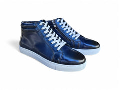 High Top Side Zipper Leather Sneaker