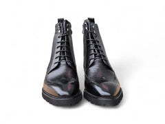 Carrucci Hudson Black Wingtip Lug Sole Boot