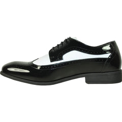 Bravo Mens 1920's Gangster Wingtip Dress Shoe in Black and White