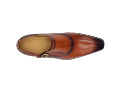 Plain Toe Single Monk Loafer With Embossed Lizard Calf Leather