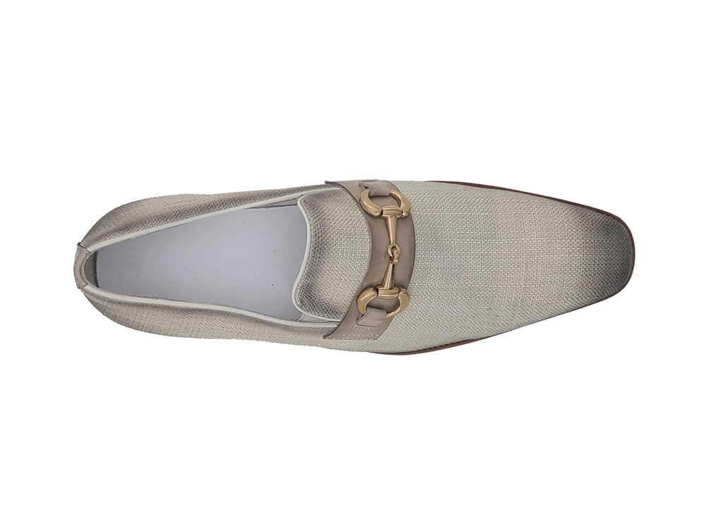 Linen Loafer With Gold Tone Buckle