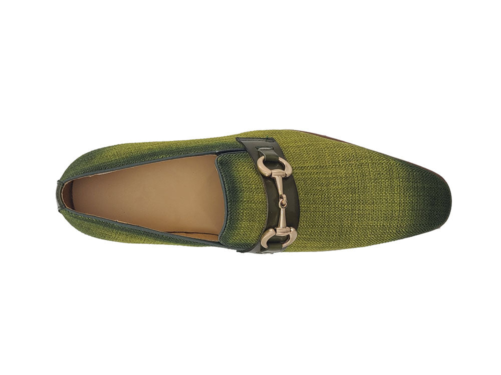 Linen Loafer With Gold Tone Buckle