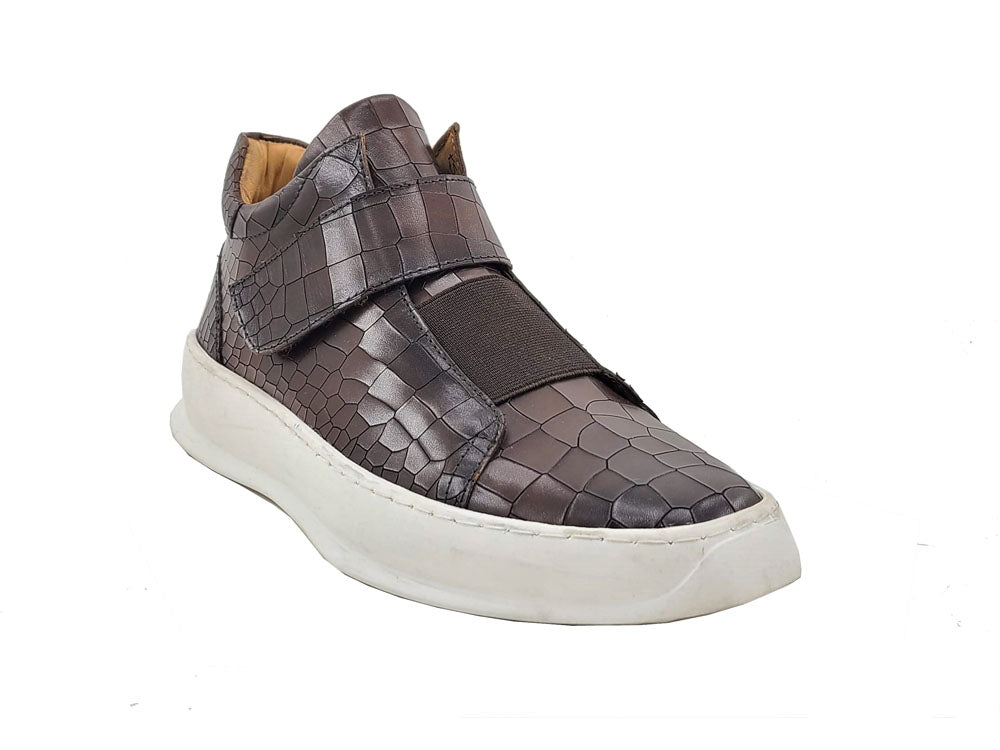 Carrucci Embossed Mid-top Leather Sneaker