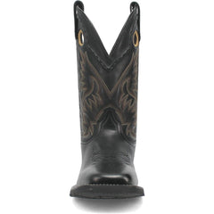 Laredo Kane Black Leather Broad Square Toe Boots for Men