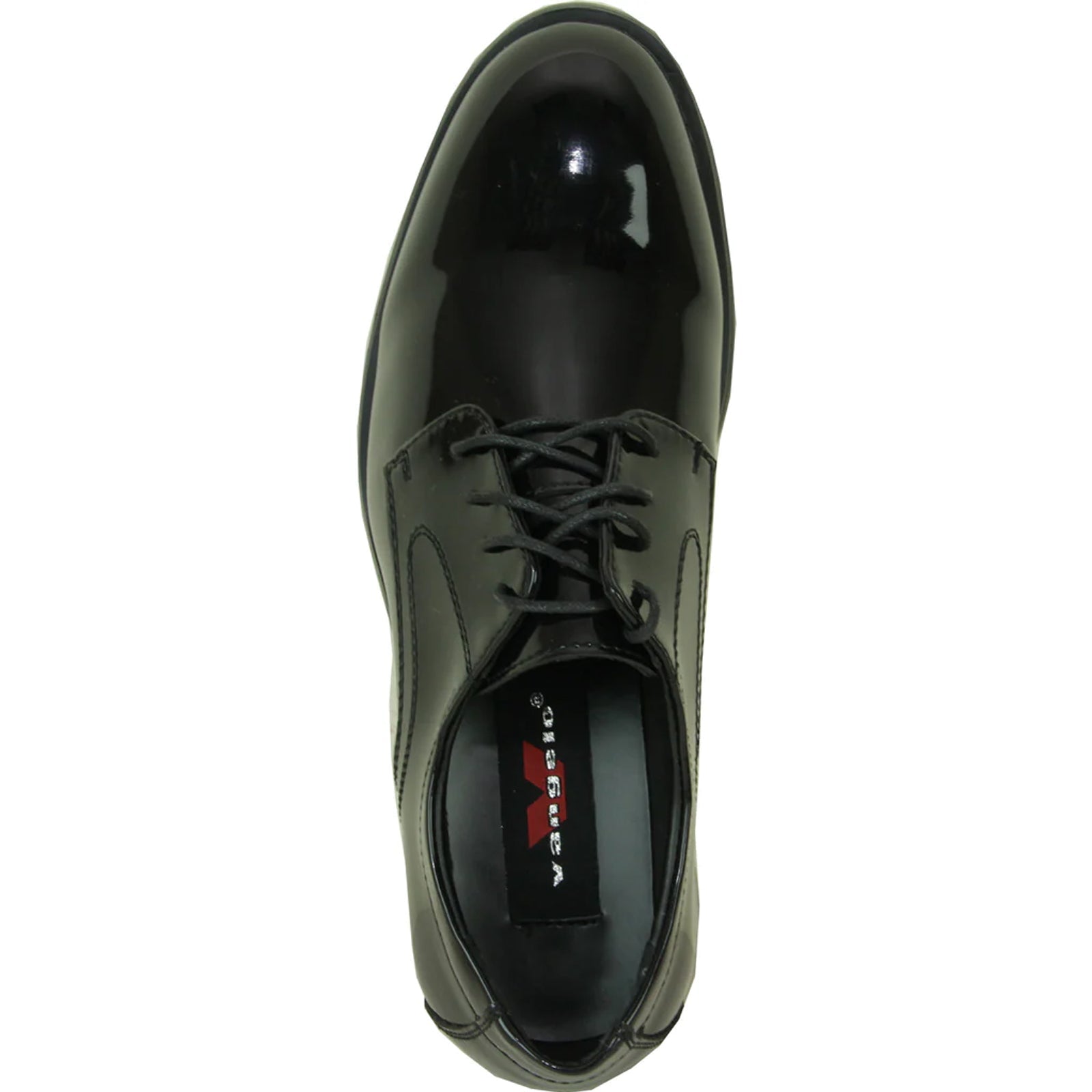 Bravo Mens Plain Round Toe Shiny Patent Tuxedo Shoe in Black