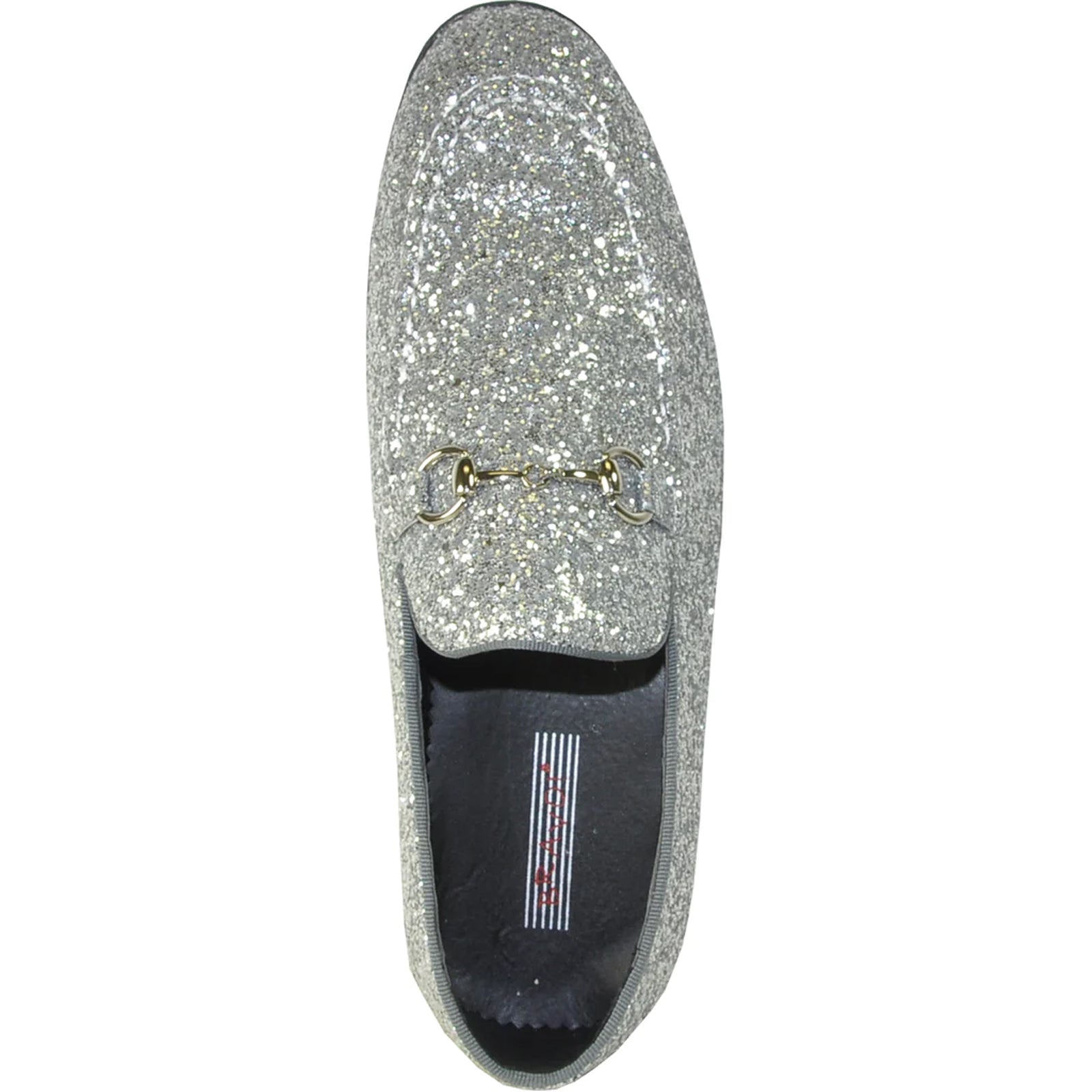 Bravo Mens Modern Glitter Sequin Prom Tuxedo Loafer in Silver Grey - Men's Dress Shoes