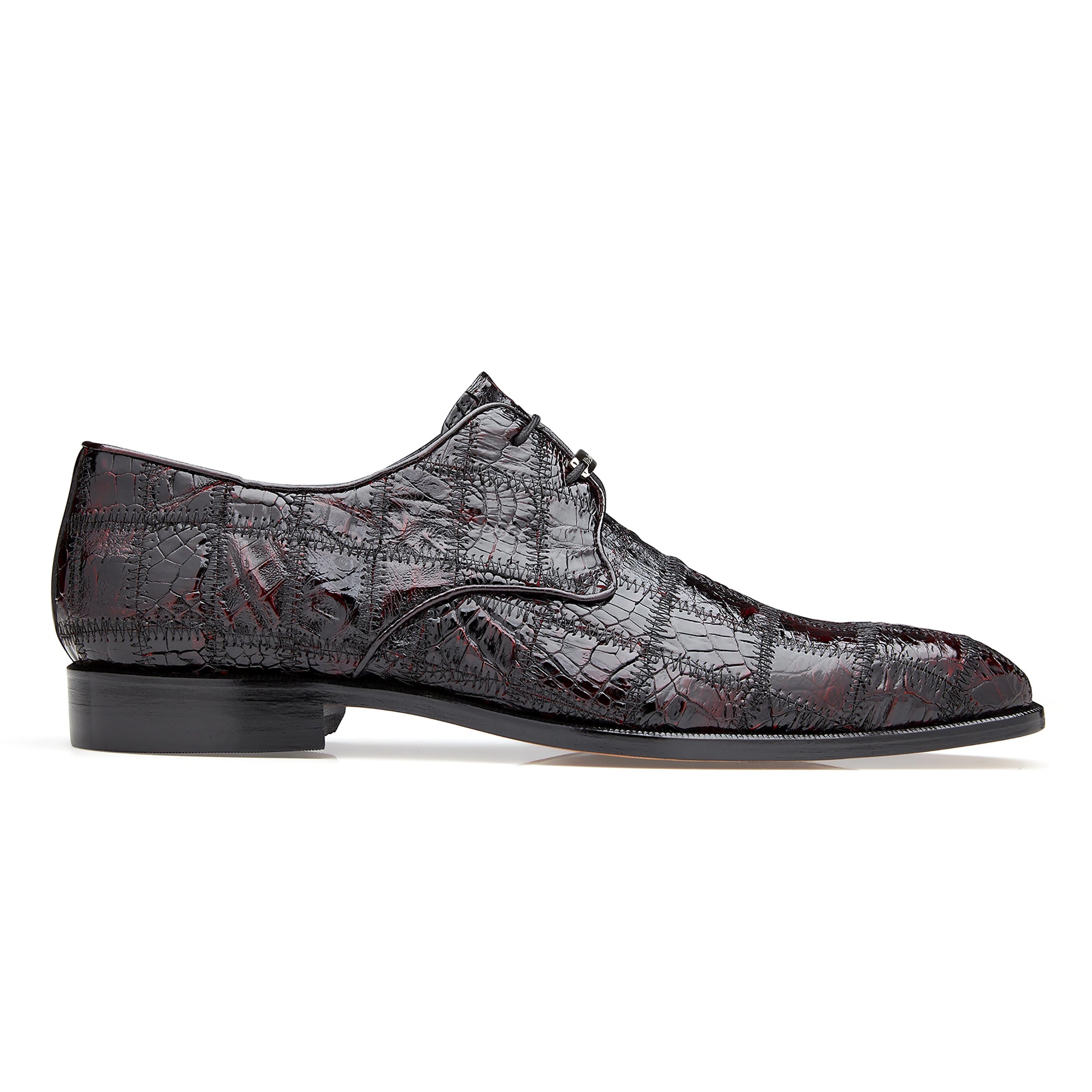 Mens Belvedere Sabato Crocodile Patchwork Oxford Dress Shoe in Honey Tan
