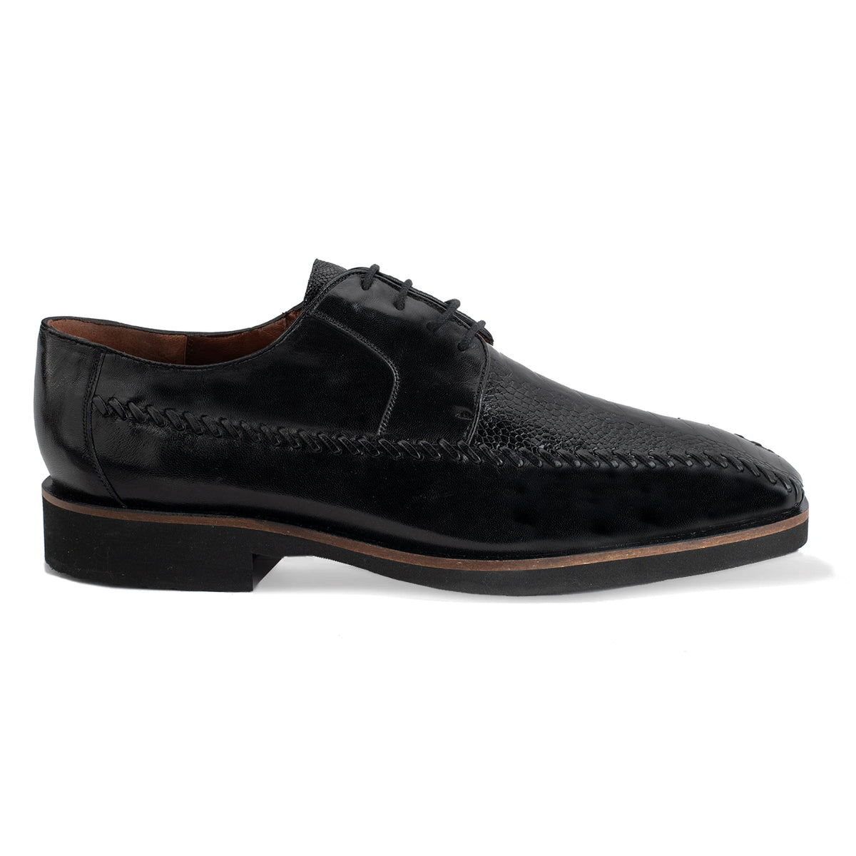 Mens Belvedere Tyson Genuine Ostrich & Calf Skin Dress Shoe in Burgundy