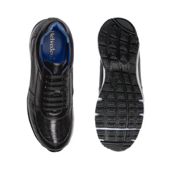 Belvedere Todd Men's Shoes Black Exotic Genuine Ostrich Casual Sneakers