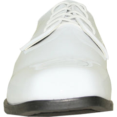Bravo Mens Classic Formal Shiny Patent Tuxedo Shoe in White