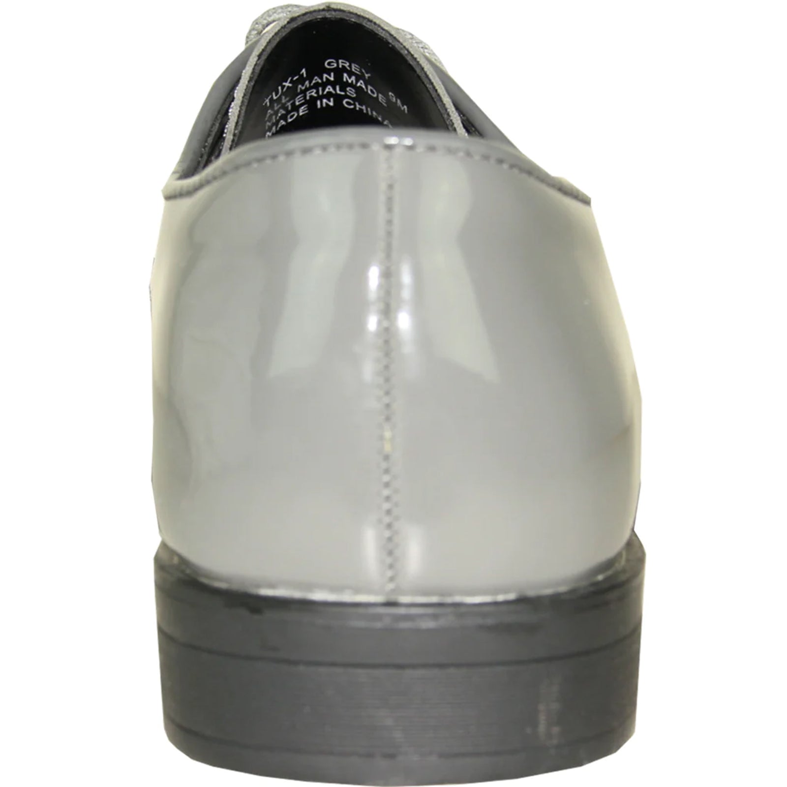 Bravo Mens Classic Plain Square Toe Shiny Patent Tuxedo Dress Shoe in Grey