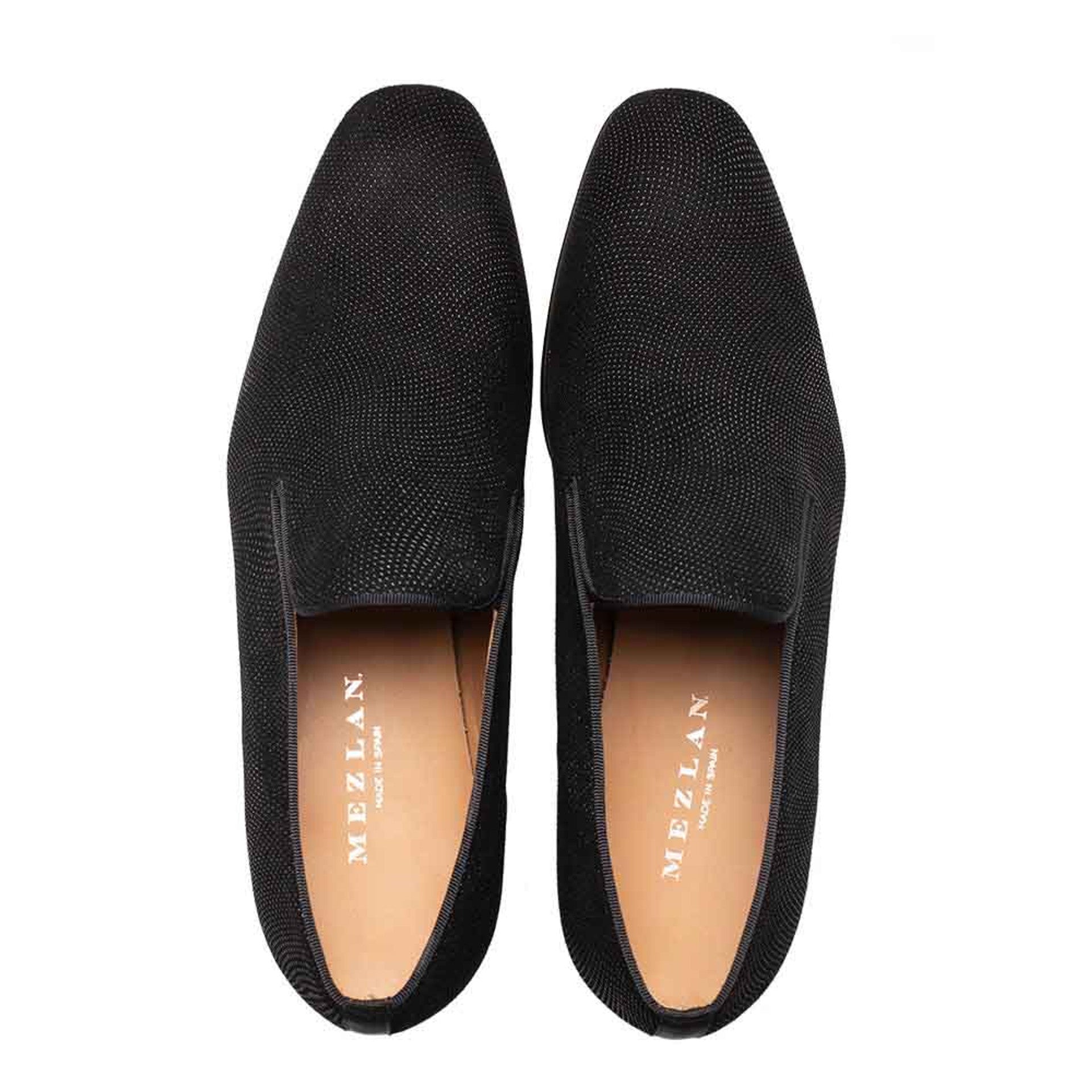 Notte Black Glass Suede Slip On Shoes By Mezlan Made In Spain Brand