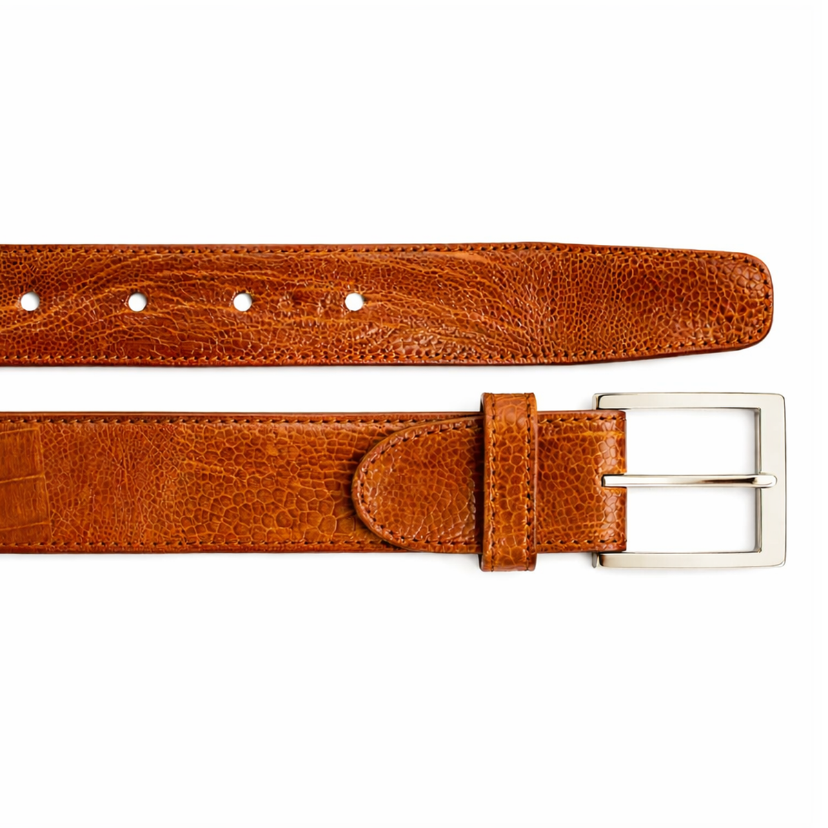 Belvedere Ostrich Leg Belt - Burned Amber Luxury Shoe