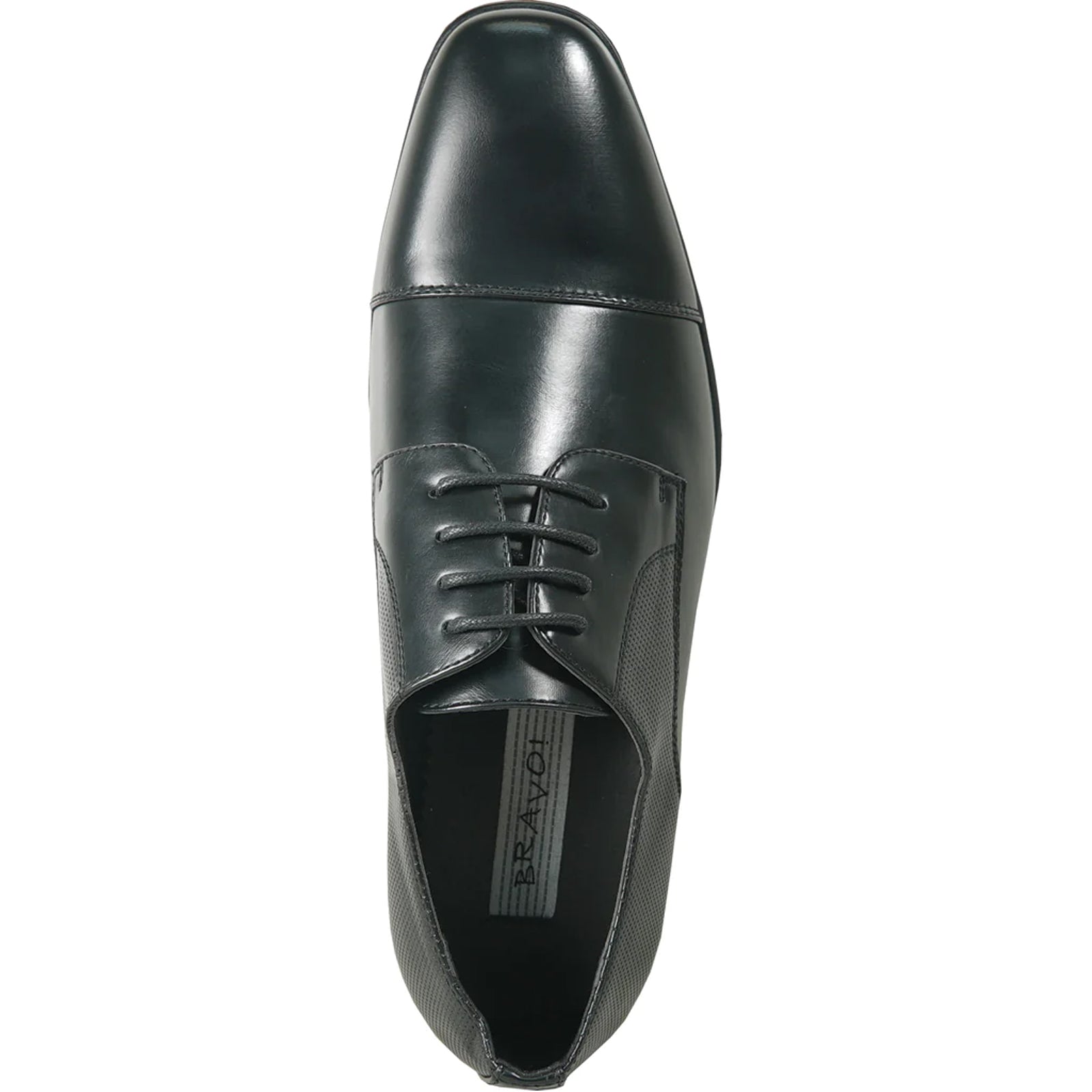 Bravo Mens Antique Cap Toe Lace Up Oxford Dress Shoe in Black