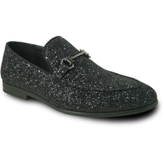 Bravo Mens Modern Glitter Sequin Prom Tuxedo Buckle Loafer in Black - Men's Dress Shoes