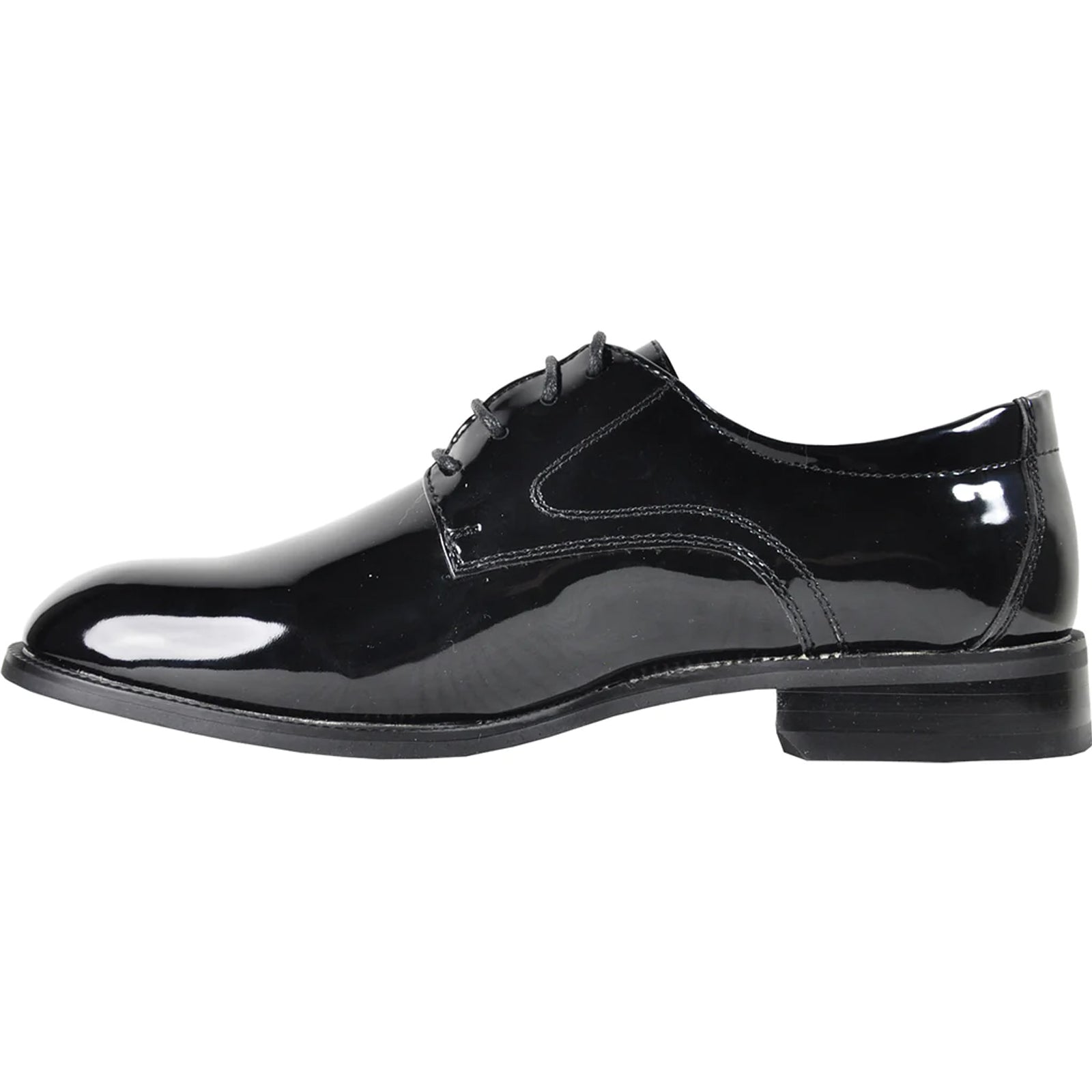 Bravo Mens Plain Round Toe Shiny Patent Tuxedo Shoe in Black
