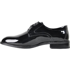 Bravo Mens Plain Round Toe Shiny Patent Tuxedo Shoe in Black