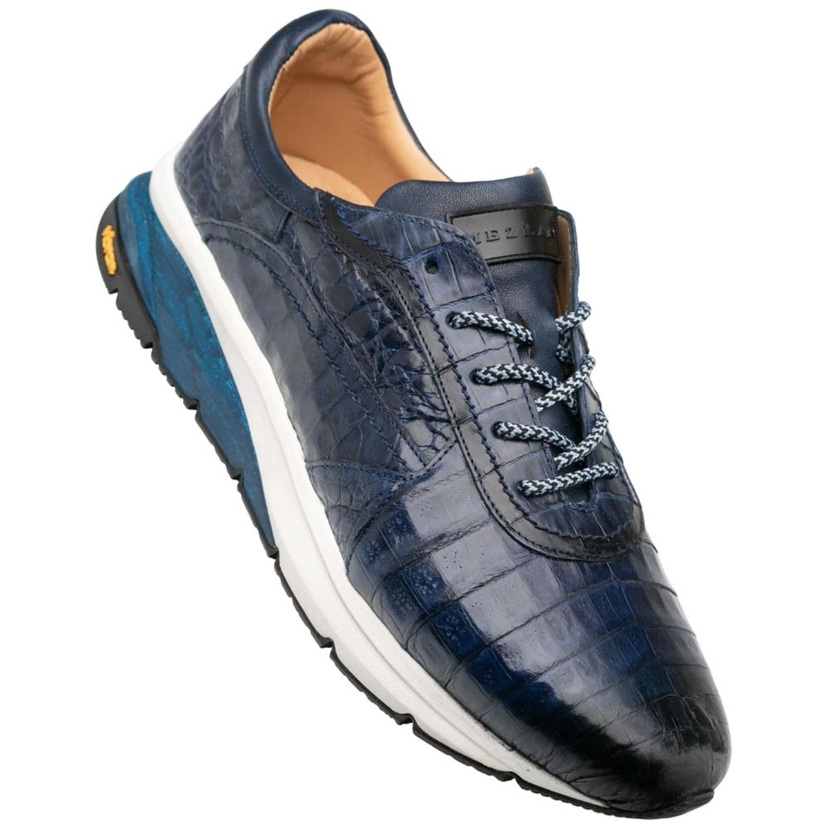 Men's Quevedo Jean/Blue Genuine Crocodile Exotic Sneaker By Mezlan Made In Spain Brand