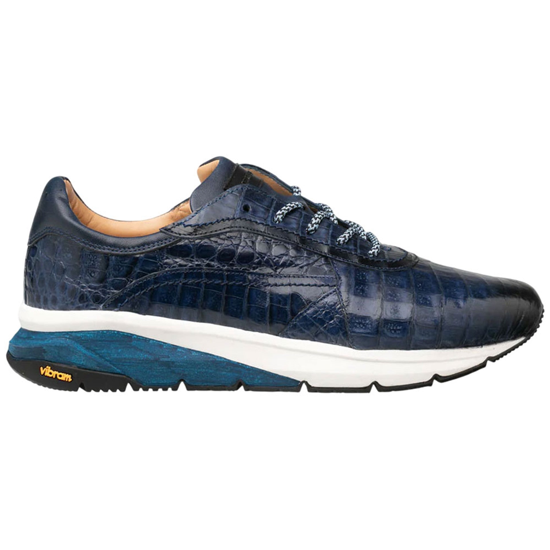 Men's Quevedo Jean/Blue Genuine Crocodile Exotic Sneaker By Mezlan Made In Spain Brand