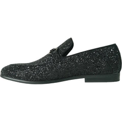 Bravo Mens Modern Glitter Sequin Prom Tuxedo Buckle Loafer in Black - Men's Dress Shoes