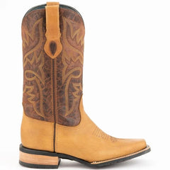 Ferinni Boot - Mens Dress Cowboy Boot  -Ferrini Men's Kingston Rubber Sole Square Toe Boots Handcrafted - Tan in  Tan