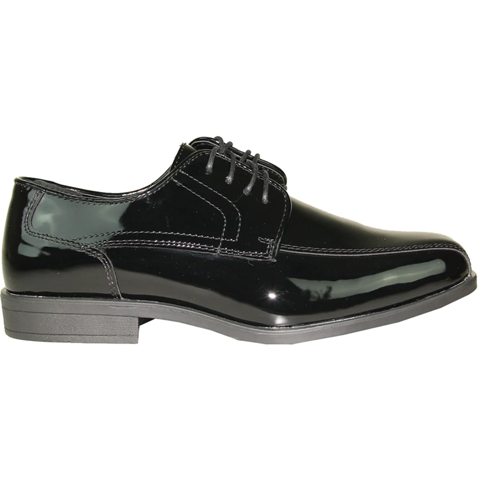 Bravo Mens Formal Wedding and Prom Double Runner Shiny Patent Dress Shoe in Black