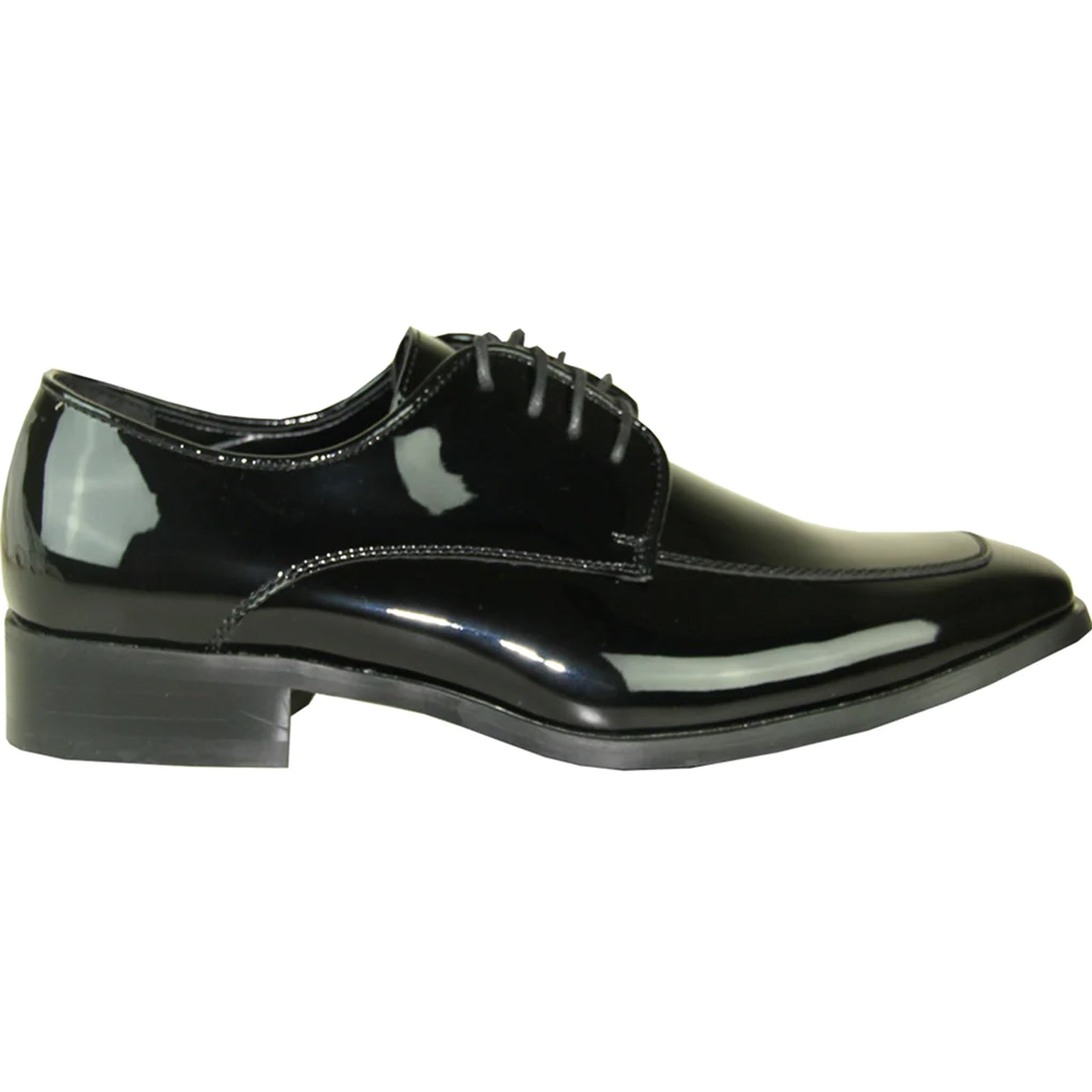 Bravo Mens Classic Moc Toe Shiny Patent Tuxedo Prom Shoe in Black