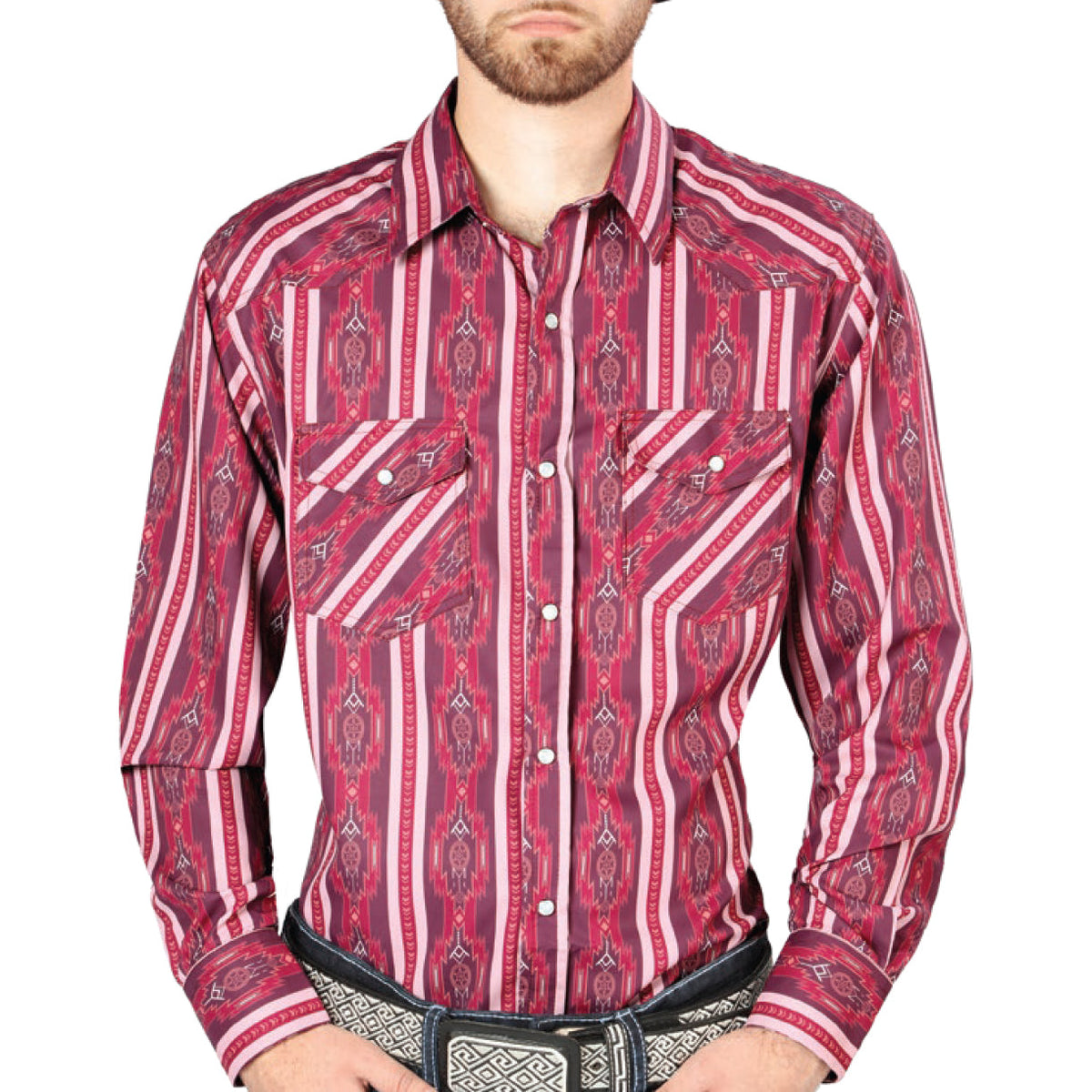 El General Burgundy Western Snap Shirts