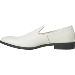 Bravo Mens Classic Plain Toe Slip on Loafer Dress Shoe in Ivory