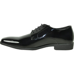 Bravo Mens Shiny Patent Plain Toe Tuxedo Dress Shoe in Black