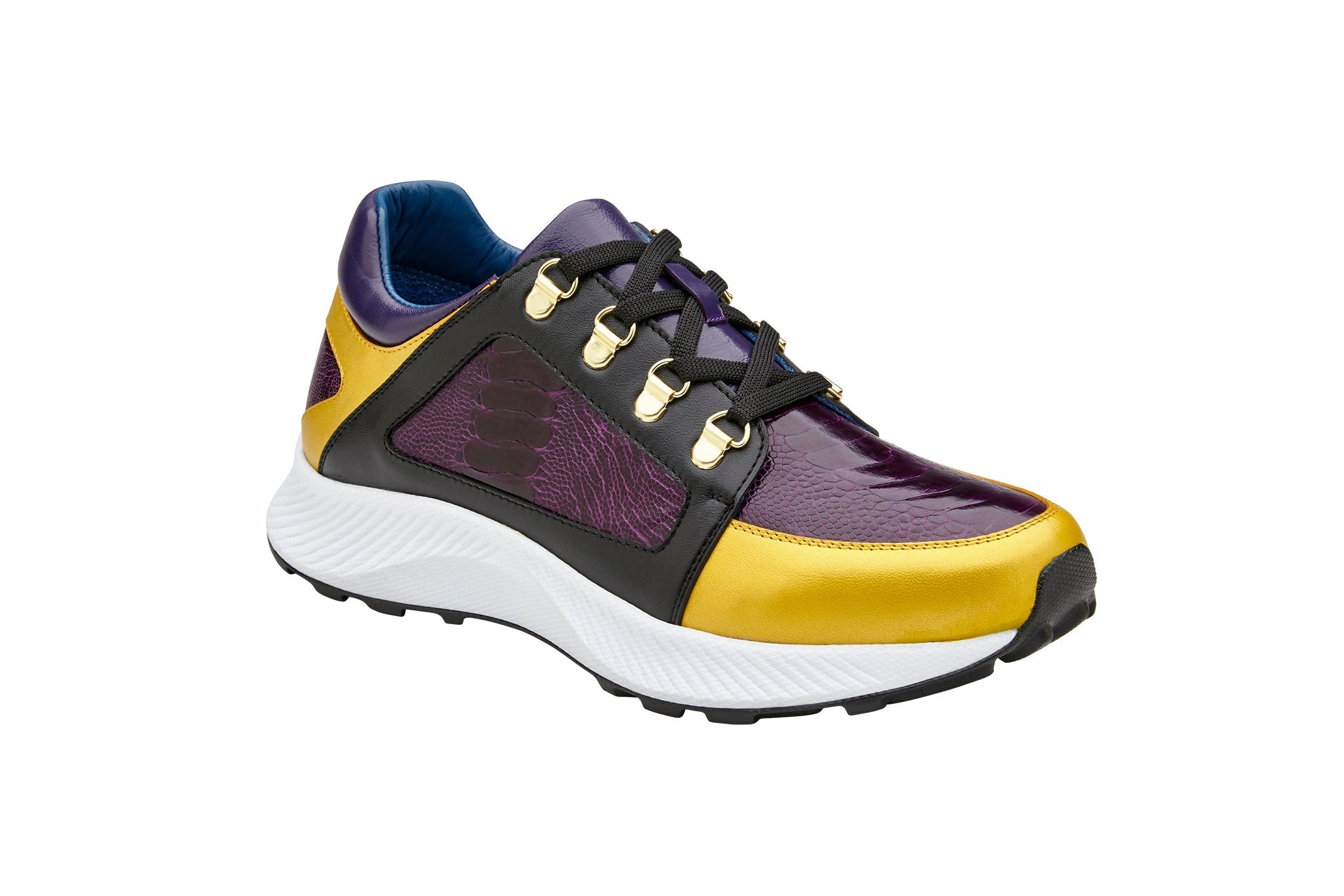 Belvedere Adam - Gold/Purple/Black Ostrich Loafer