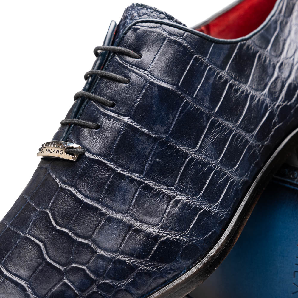 Marco Di Milano Bono Navy Alligator Wholecut Oxfords