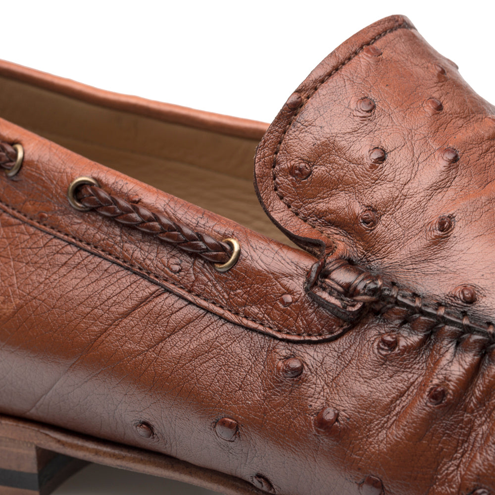 Mezlan Ostrich Leather Moccasin Slip-On Loafers
