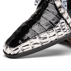 Marco_Di_Milano Caribe Black Leather Oxford "Newspaper" Print