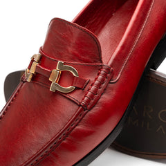 Marco Di Milano Cassarano Men's Calfskin Leather Loafers Red
