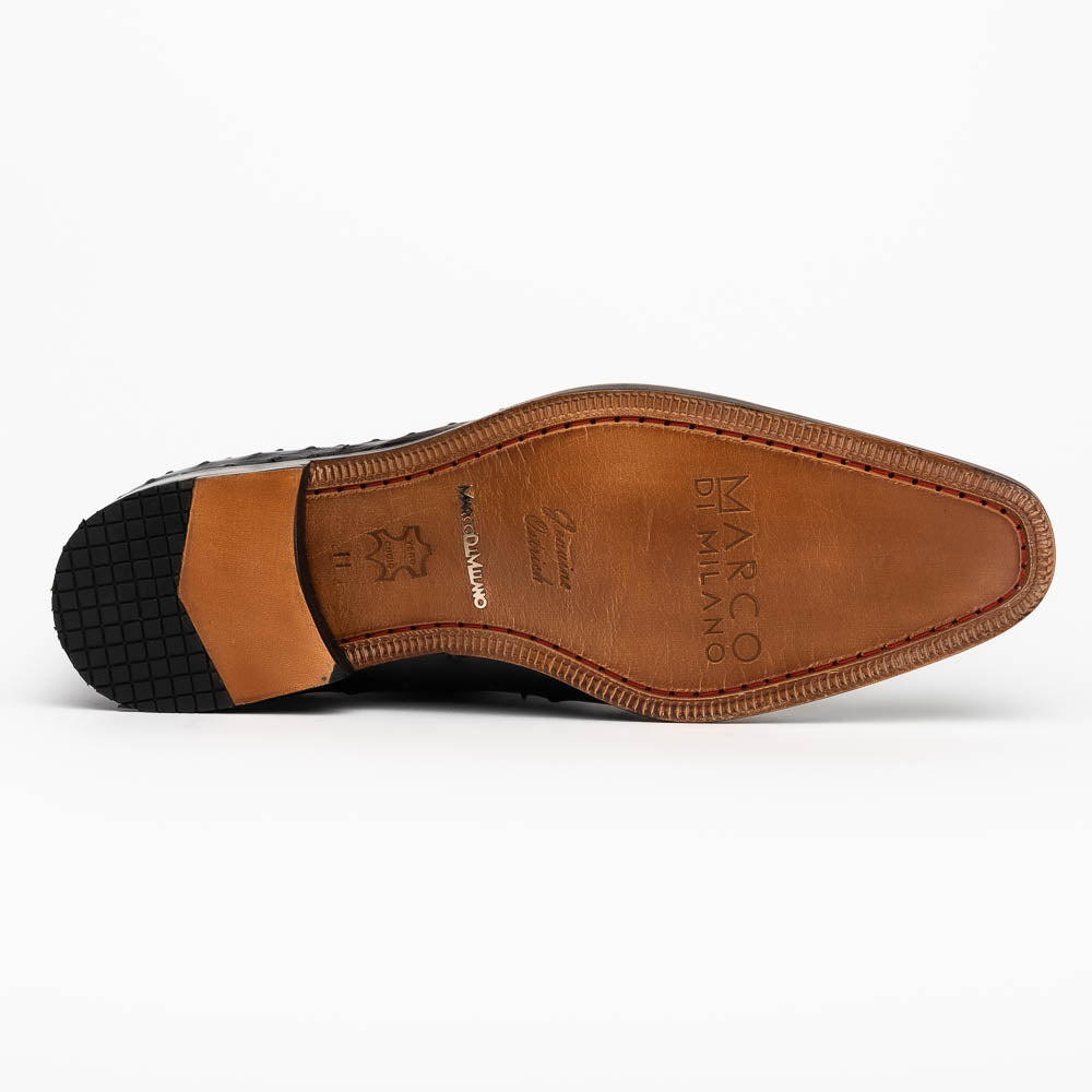 Marco Di Milano Criss Black Ostrich Quill Dress Shoe Oxfords