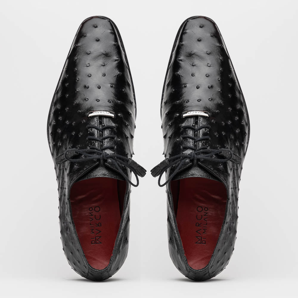Marco Di Milano Criss Black Ostrich Quill Dress Shoe Oxfords