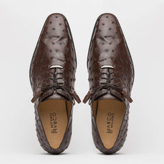 Marco Di Milano Criss Brown Ostrich Quill Dress Shoe Oxfords