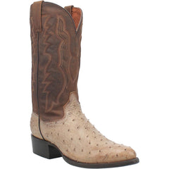 Dan Post Men's Pershing Full Quill Ostrich Round Toe Boots - Brass