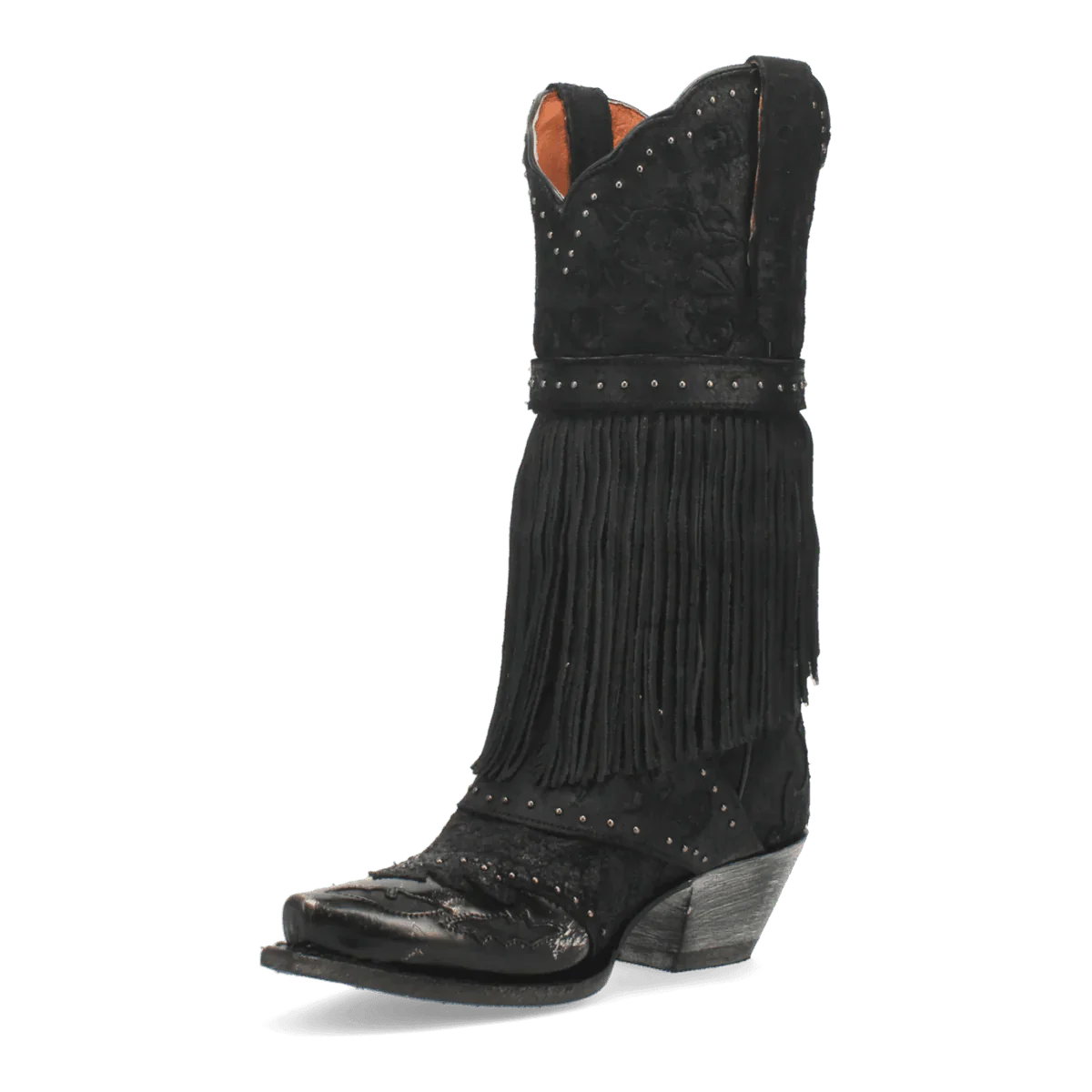 Dan Post Women's Bed of Roses Snip Toe Leather Boots - Black