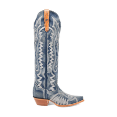 Dan Post Women's Denim Darlin Snip Toe Leather Tall Boots - Blue